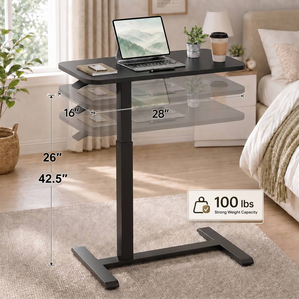 16"  
28"  
26"  
42.5"  
100 lbs Strong Weight Capacity