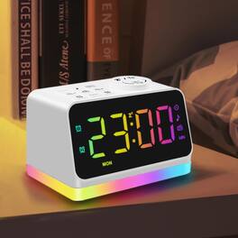 Dazzed Corner - Digital Alarm Clock with FM Radio, Sleep Sound Machine - White