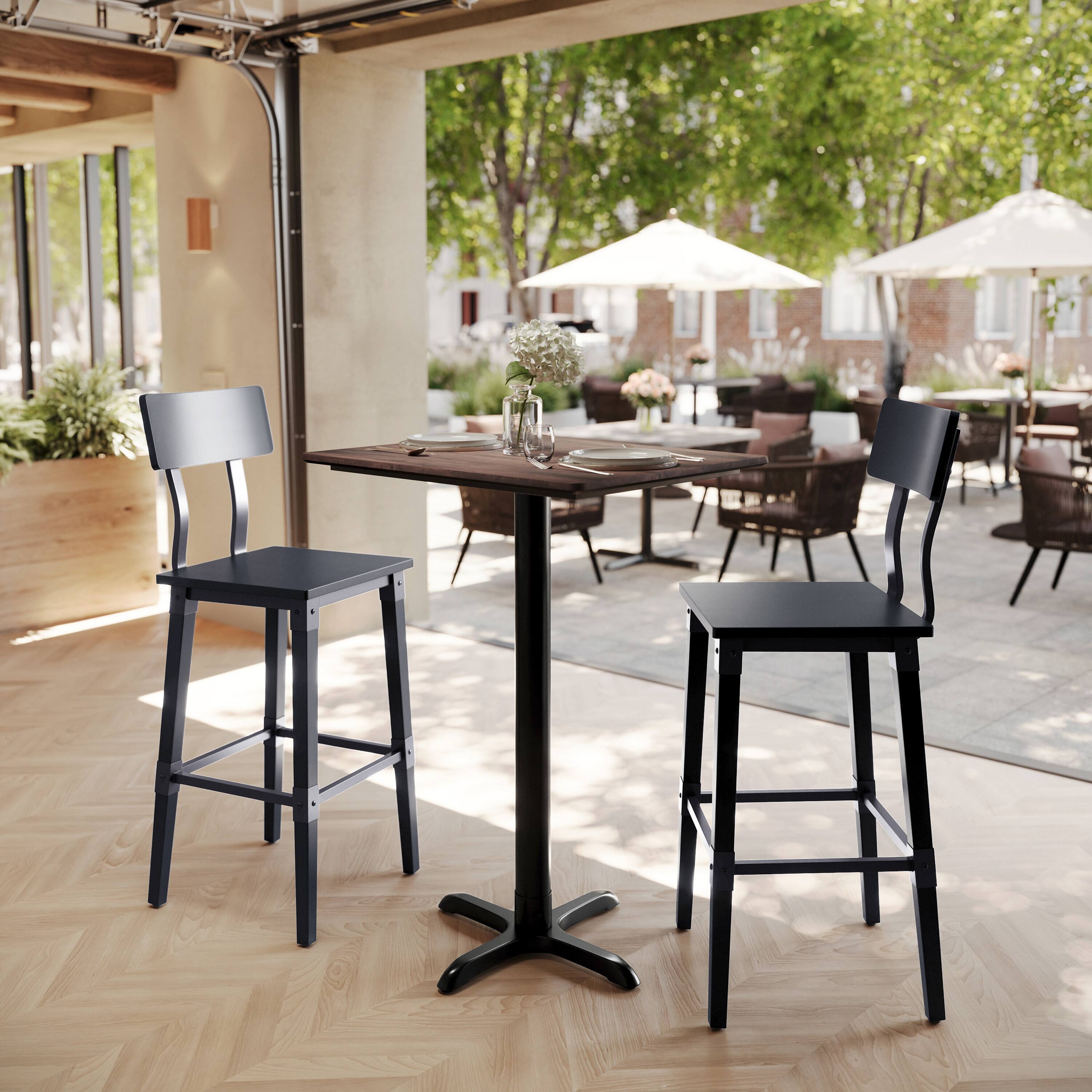Alt View 1. Emma + Oliver - PureShield Tabletop with Seam-Free Surface Innovation and Bar Height Base - Dark Brown/Black Base.