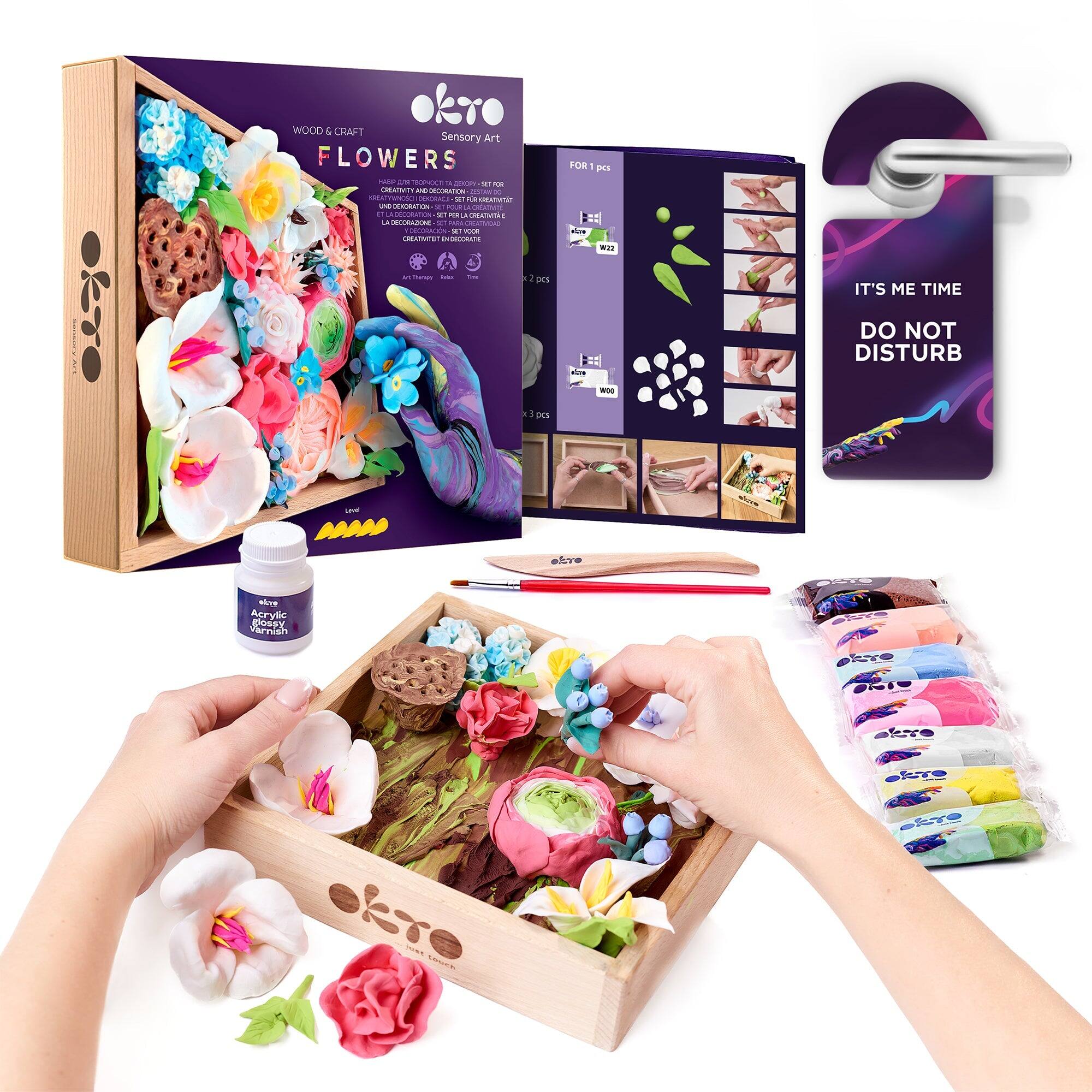 OKTO - Sensory Art 3D Woodcraft “Romance” – Flowers Craft Kit