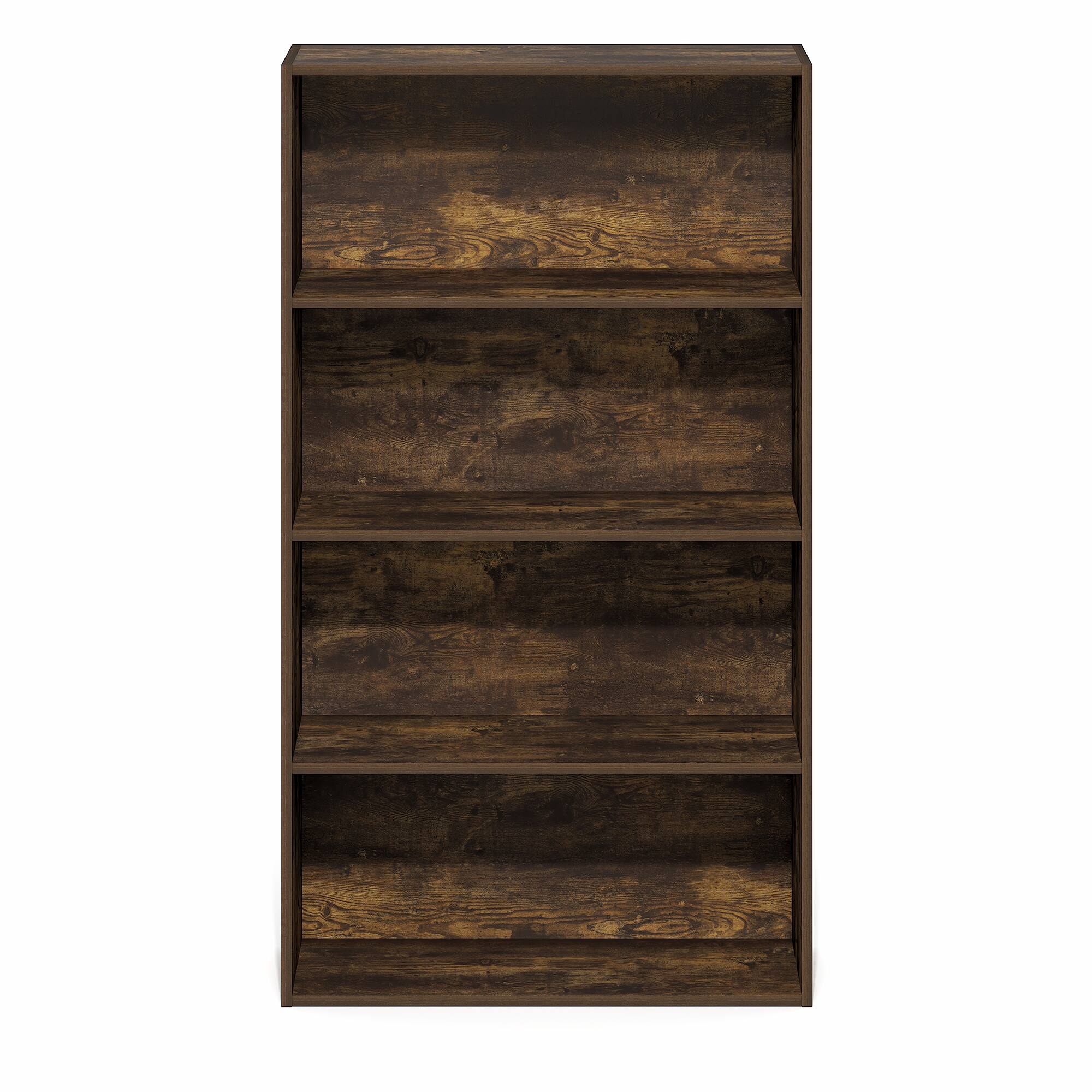 Alt View 5. Furinno - JAYA Book Shelf, 4-Tier Book Shelf, Bookcase with Open Shelving, Standing Bookshelf, 9.5 x 23.6 x 41.9 - Amber Pine.