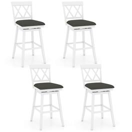 Costway - 4 PCS 29" Bar Stool Wooden Chair with Contoured Backrest Swivel Padded Seat for Kitchen - Beige/Brown