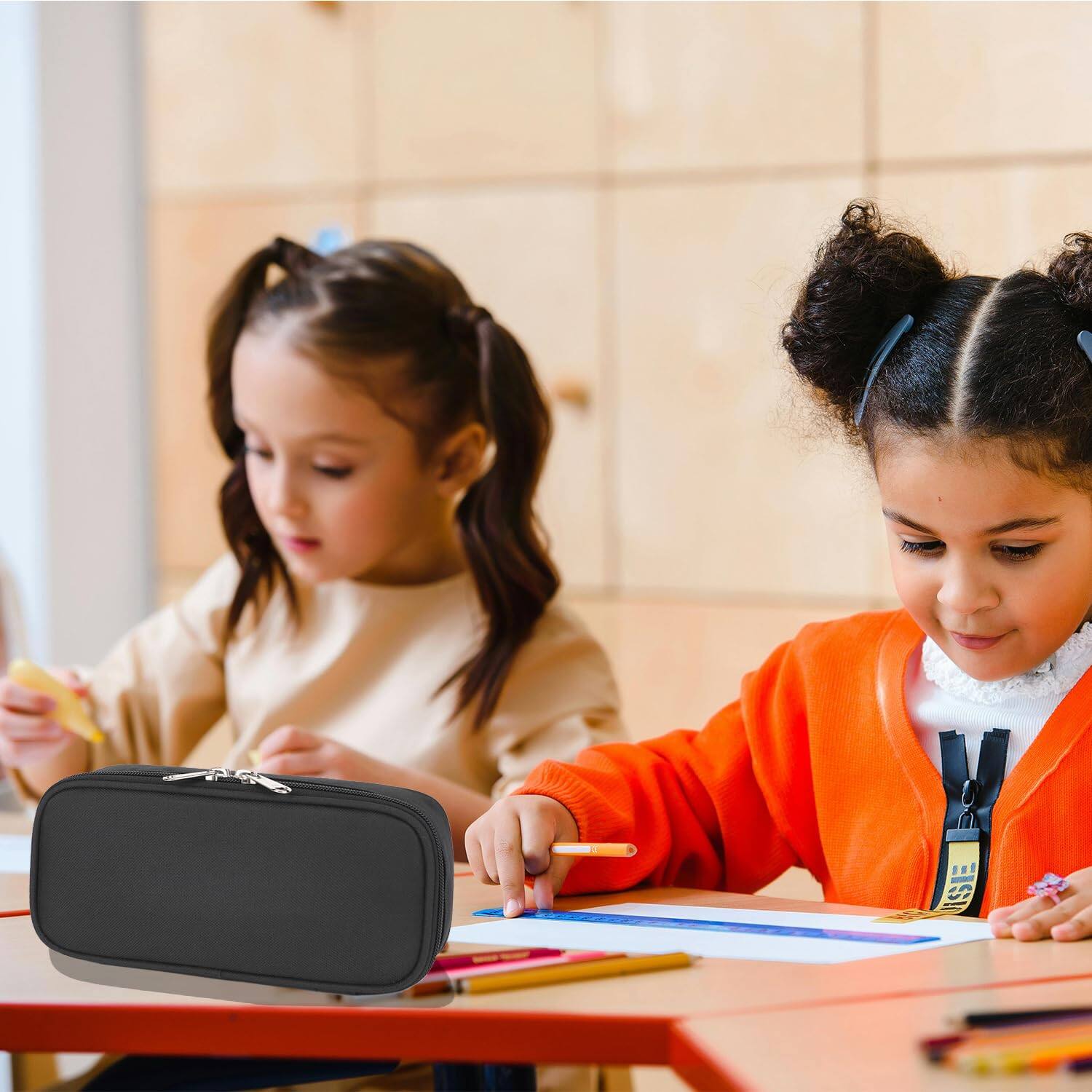 Alt View 1. Paradigms Interiors - Large Capacity Pencil Case For - Zippe-functional Pen Pouch Soft Portable Bag School Teens Students - Digital Camo.