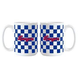 Logo Brands - New York Rangers 2-Pack 15oz. Checkered Wordmark Mug Set - Multicolor