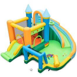 Costway - Inflatable Water Slide Kids Blow up Pool Park Climbing Wall without Blower - Multicolor