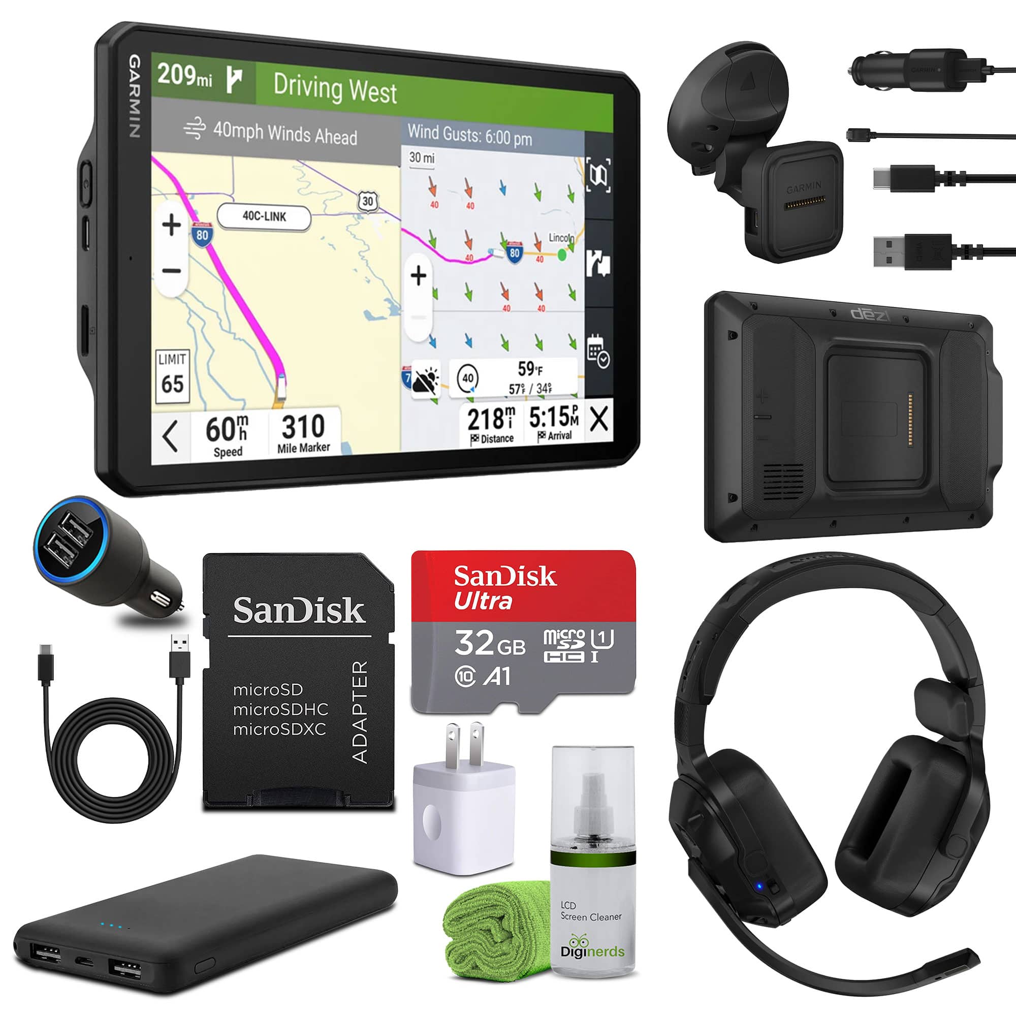 Garmin - dezl OTR820, Large, Easy-to-Read 8” GPS Truck Navigator Bundle - Black