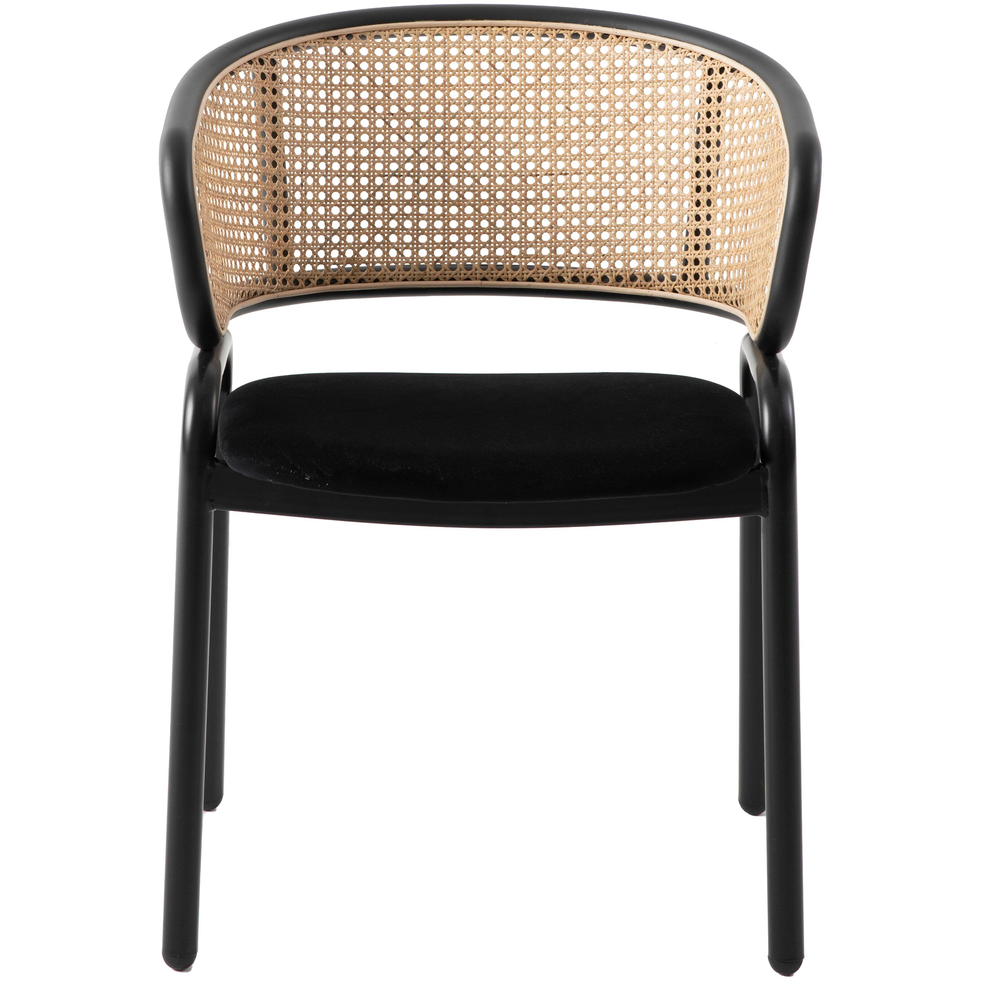 Left. LeisureMod - Ervilla 4-PCS Modern Upholstered Kitchen Dining Chair - Comfortable Velvet Cushion & Powder-Coated Metal Frame - Black.