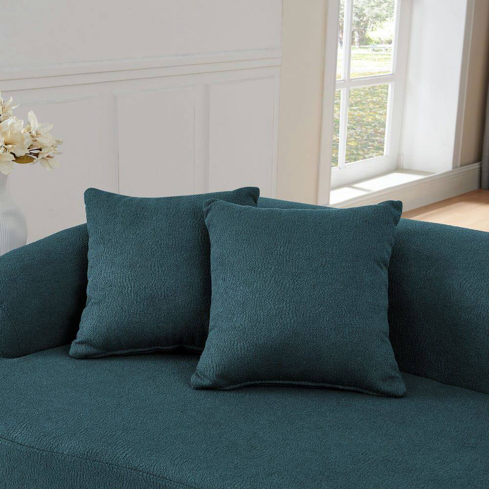 Alt View 2. Kadyn - Curved Modular Sectional Sofa, Modern Design with Lamb's Wool Fabric, Ready to Use No Assembly, Blue - Blue.