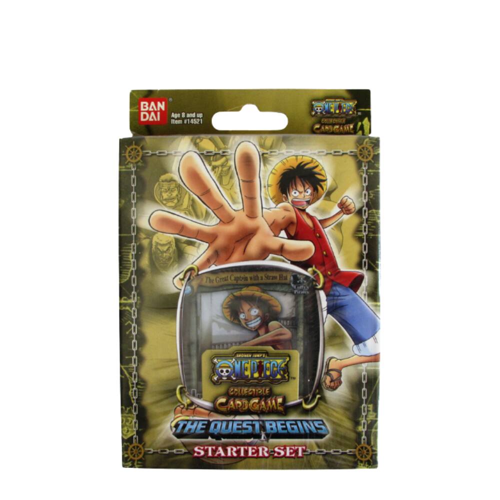 BAN DAI Age 8 and up Item #14521

ONE PIECE COLLECTIBLE CARDGAME

The Great Captain with Straw Hat

SHONEN JUMP COLLECTIBLE CARDGAME THE QUEST BEGINS STARTER SET