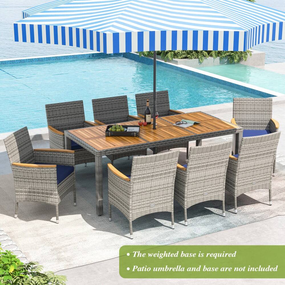 - The weighted base is required
- Patio umbrella and base are not included