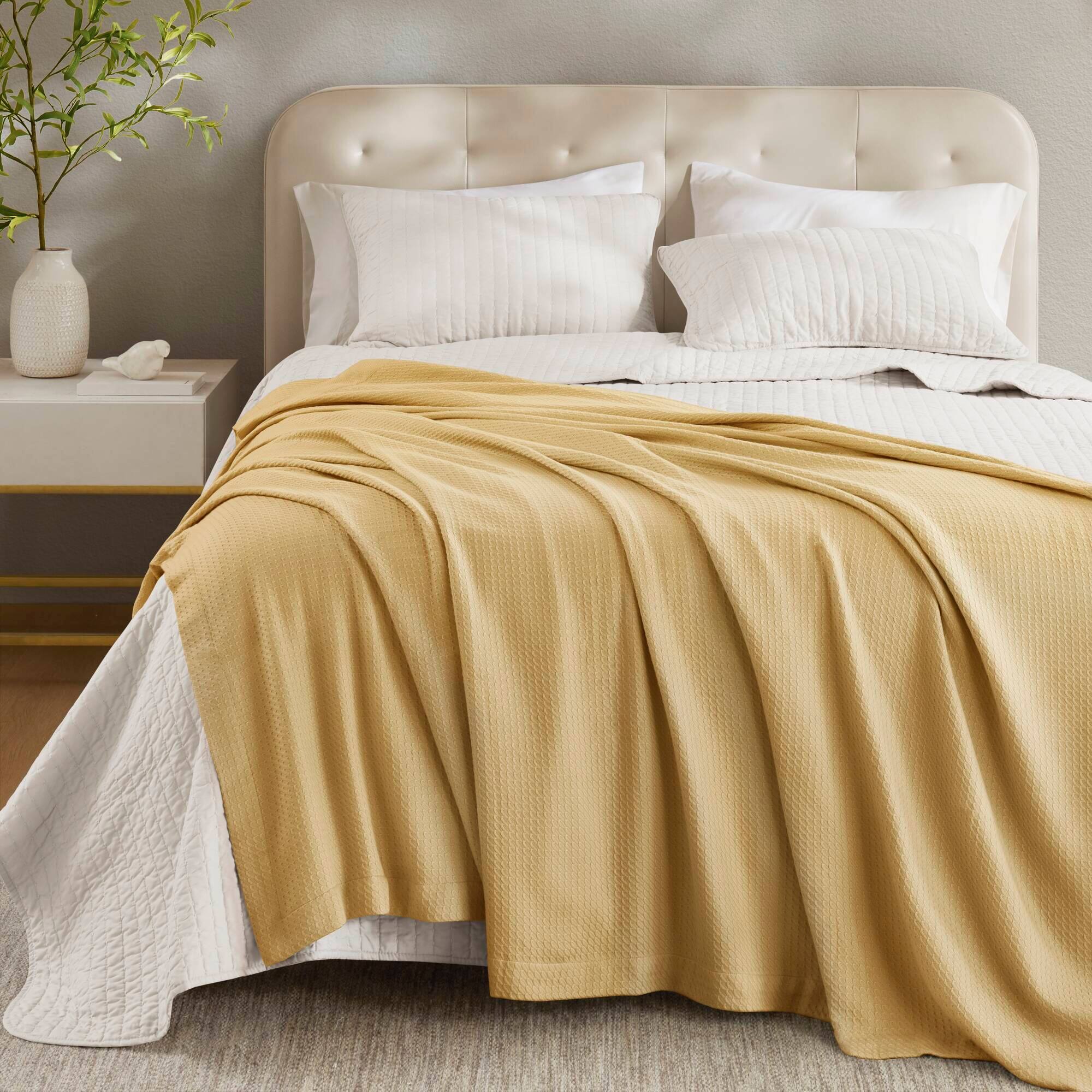 Alt View 1. Gracie Mills - Deniz 100% Certified Egyptian Cotton Blanket - Mustard.
