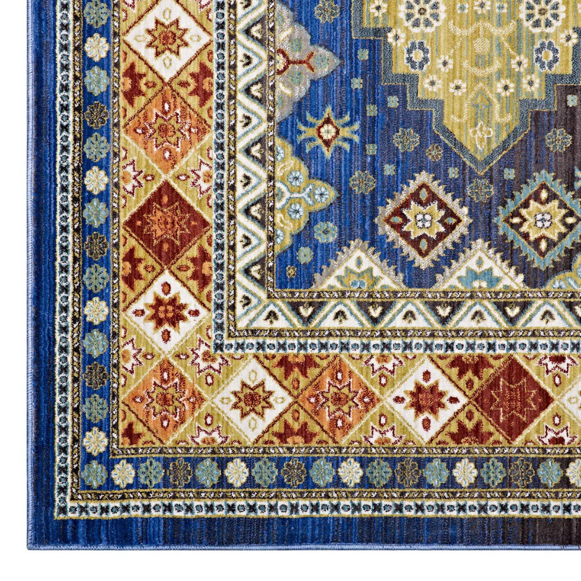 Alt View 1. Modway - Atzi Distressed Southwestern Diamond Floral Area Rug - Multicolored.