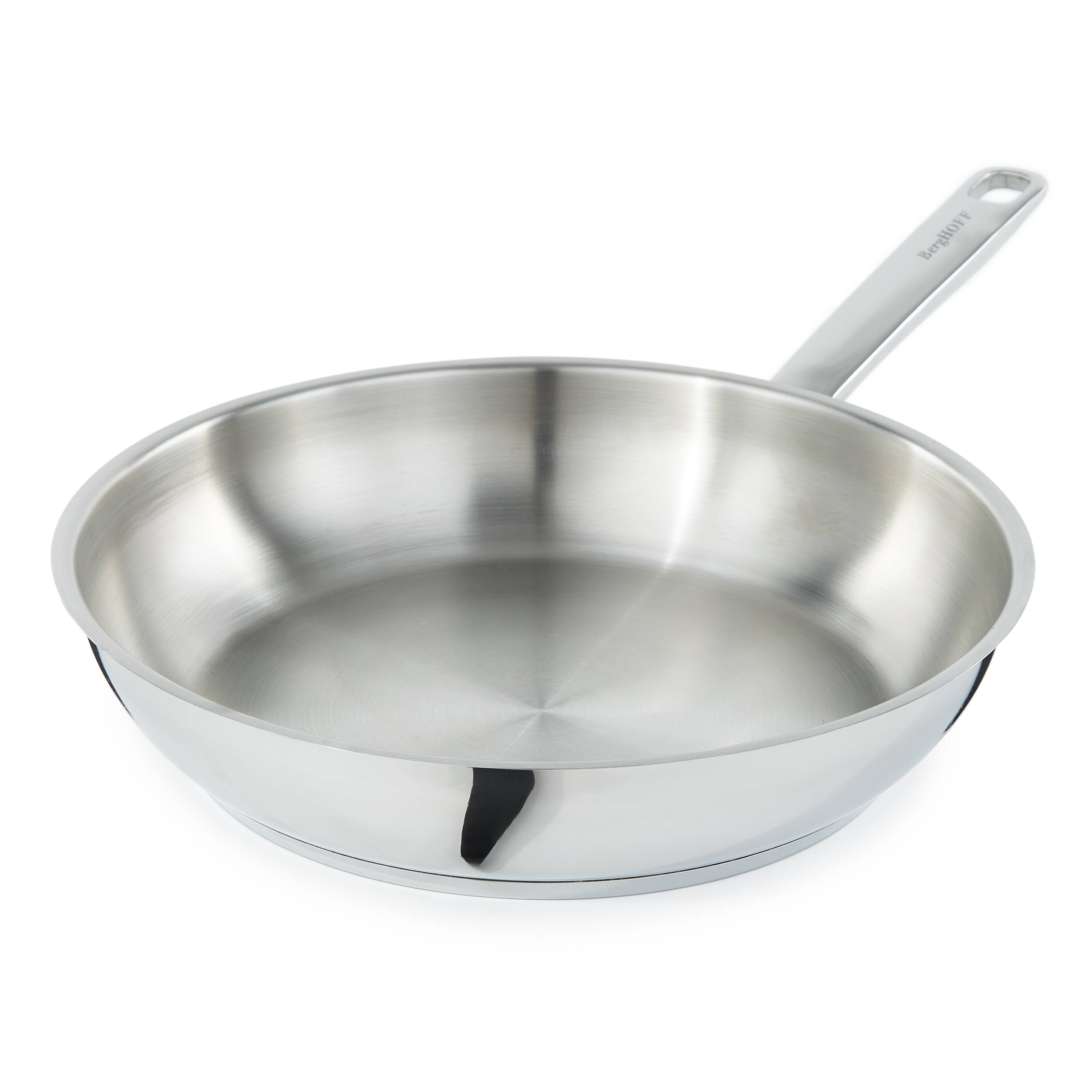 Angle. BergHOFF - BergHOFF DiNA Helix Recycled 18/10 Stainless Steel Frying Pan, 11" - Silver.