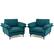 Front. Costway - Set of 2 Fabric Accent Armchair Upholstered Single Sofa w/ Metal Legs - Peacock Blue.