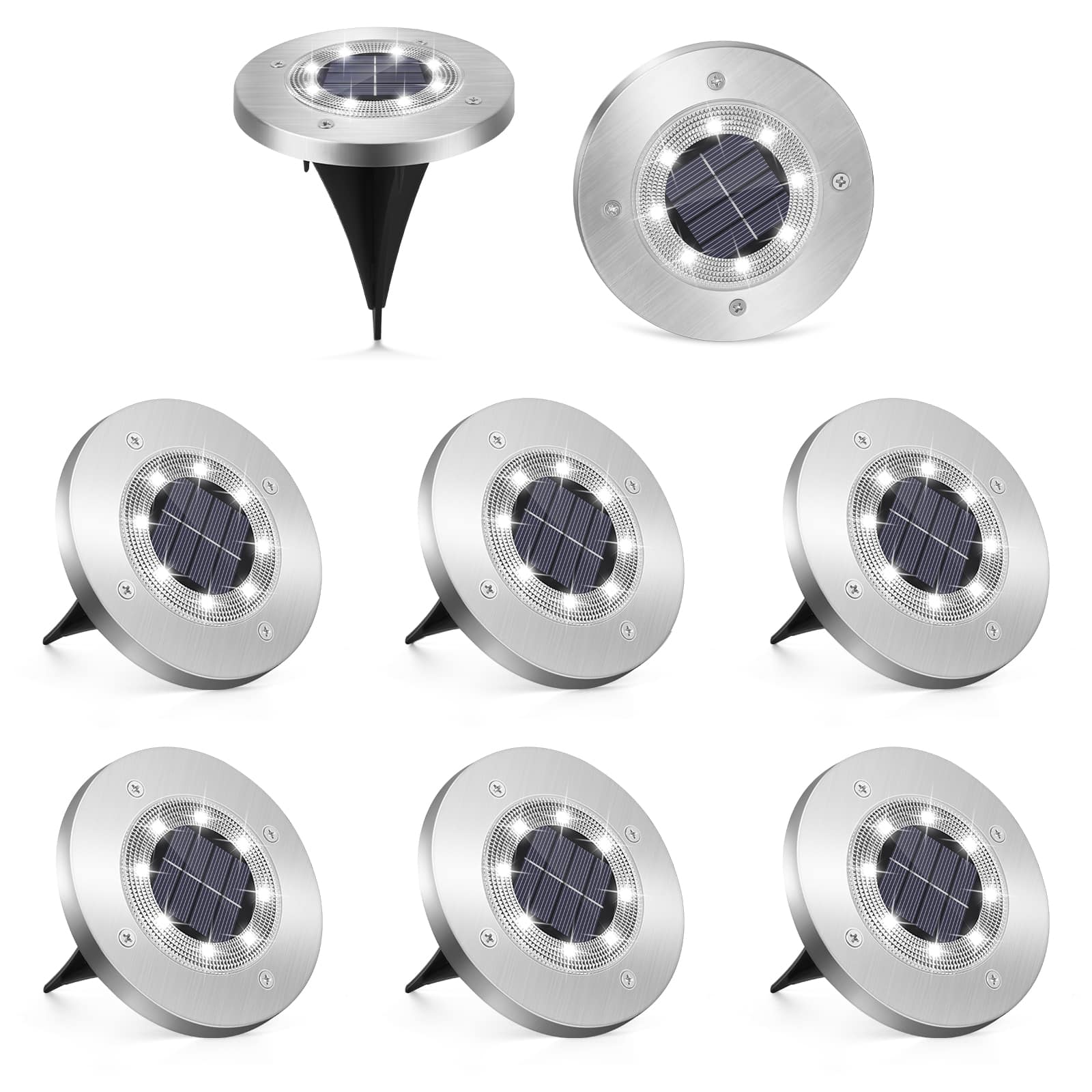 Oumilen - 8 Pack Solar Ground Lights，Cool White