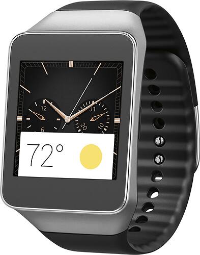 Left. Samsung - Geek Squad Certified Refurbished Gear Live Smartwatch Metal - Black Plastic.