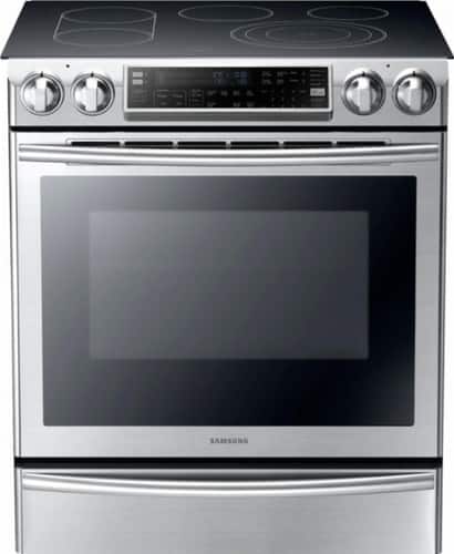 Samsung - 5.8 Cu. Ft. Slide-In Electric Range with Flex Duo™ Oven - Stainless Steel-Front_Standard