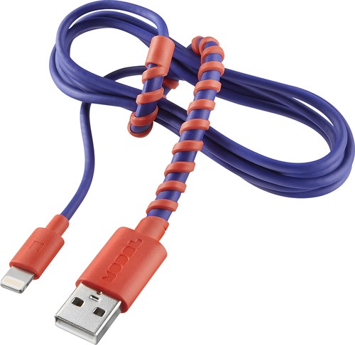  Modal - Apple MFi Certified 4' Twist Lightning Charge-and-Sync Cable - Red/Blue