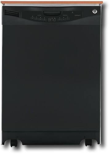 Front Standard. GE - 24" Convertible Portable Dishwasher - Black.