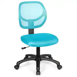 Costway - Mesh Office Chair Low-Back Armless Computer Desk Chair Adjustable Height - Blue