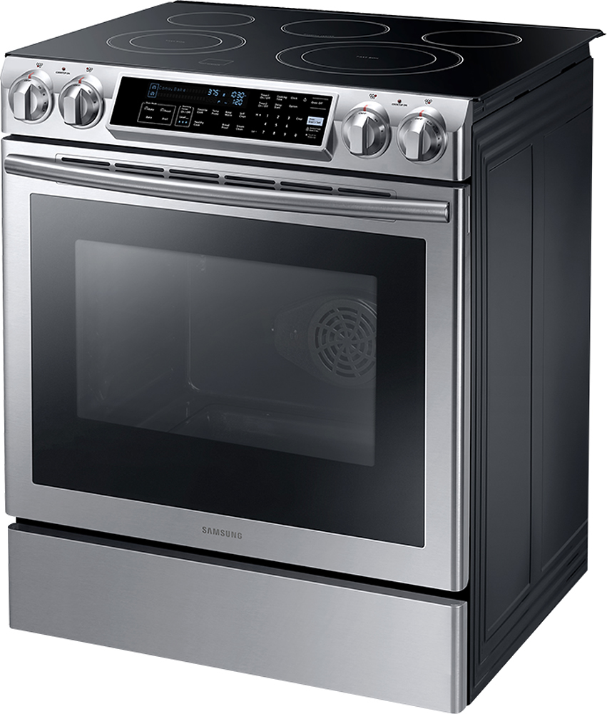 Left View: GE - 5.3 Cu. Ft. Freestanding Electric Range with Self-cleaning - Black