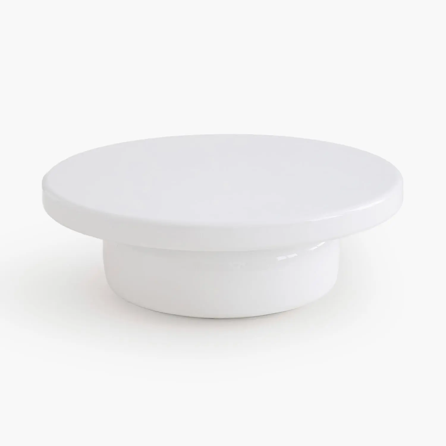 Front. Acanva - Modern Pedestal Round Coffee Table, High Gloss Center Tables for Living Room with Sturdy Base - Gloss White.