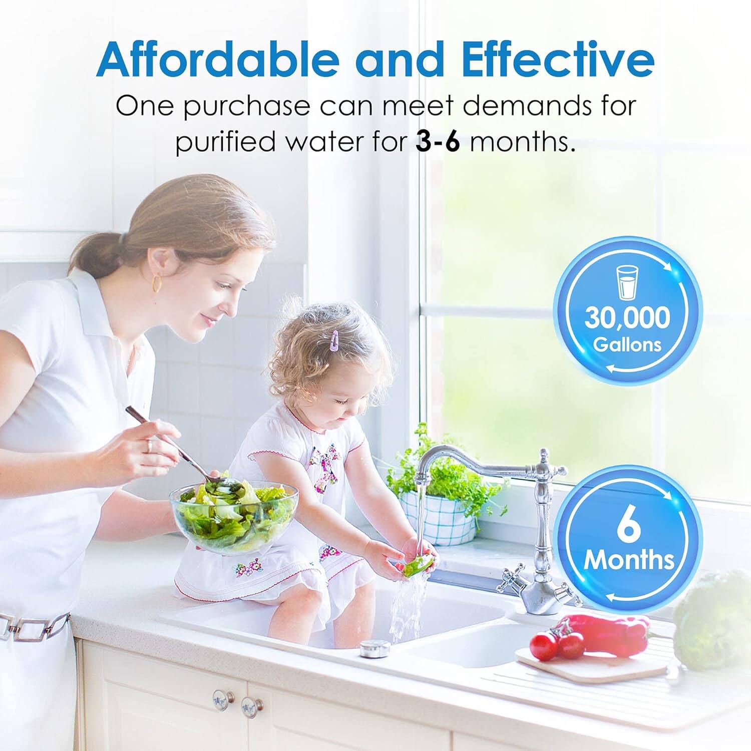Affordable and Effective

One purchase can meet demands for purified water for 3-6 months.

30,000 Gallons

6 Months