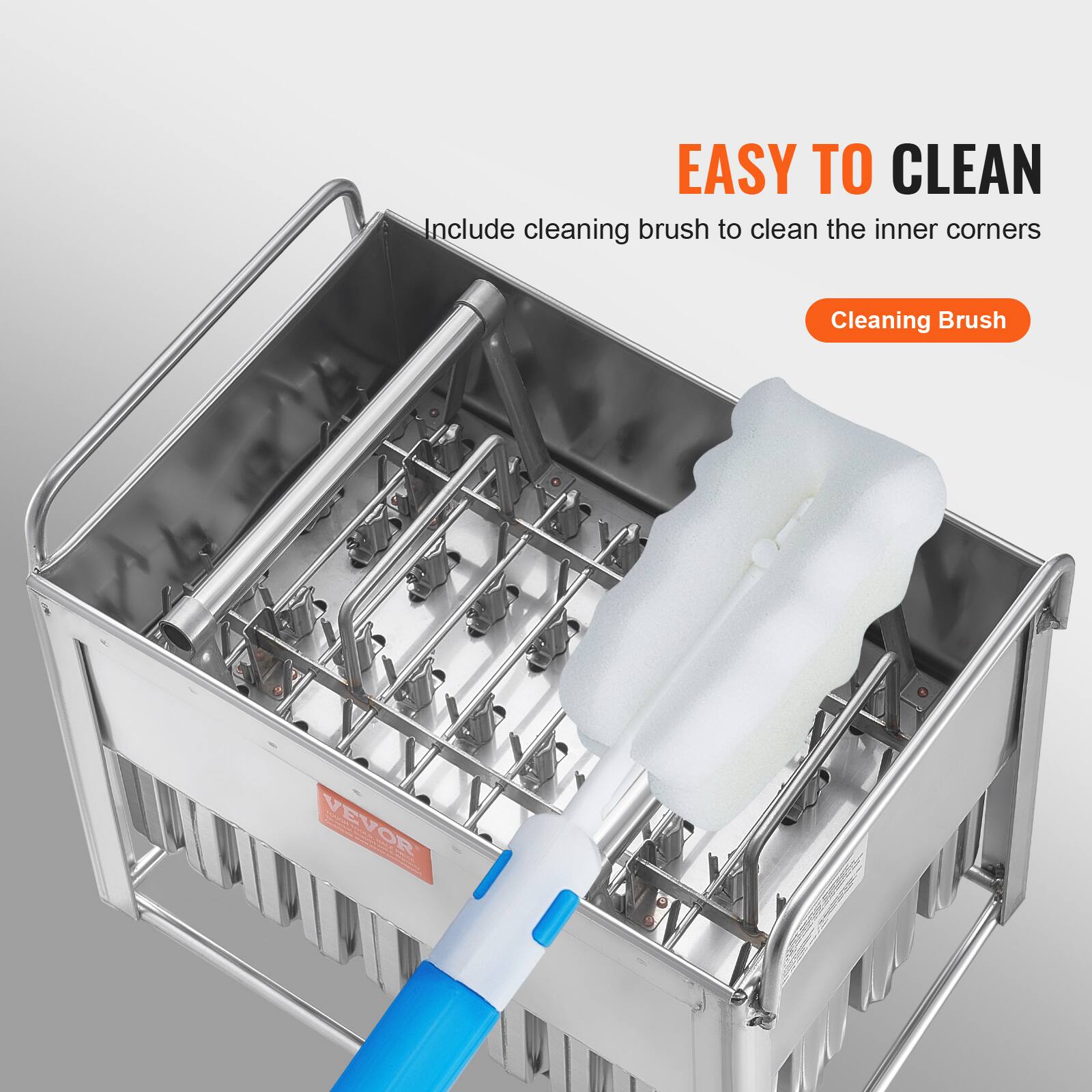 EASY TO CLEAN  
Include cleaning brush to clean the inner corners  
Cleaning Brush