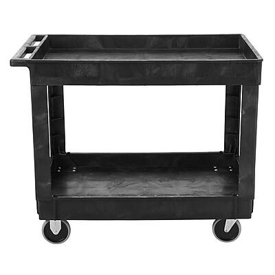 Alt View 2. RubberMaid - Rubbermaid 2-Shelf Plastic/Poly Mobile Utility Cart with Swivel Wheels - Black.