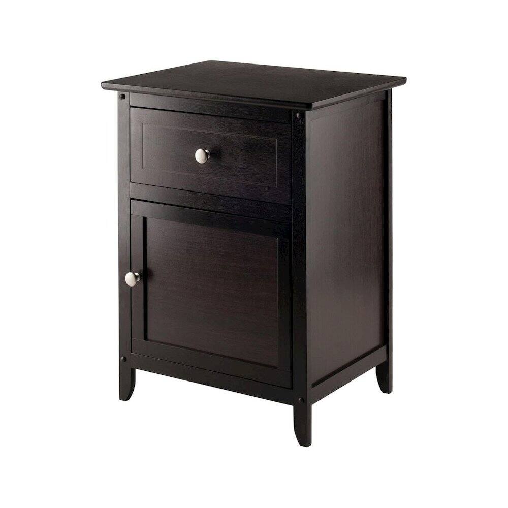 Alt View 1. FurniFact - Farmhouse End Table With Storage Espresso Finish, Wooden Side Table And Drawer - Espresso.