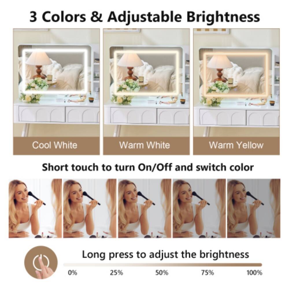 3 Colors & Adjustable Brightness

Cool White Warm White Warm Yellow

Short touch to turn On/Off and switch color

Long press to adjust the brightness

0% 25% 50% 75% 100%