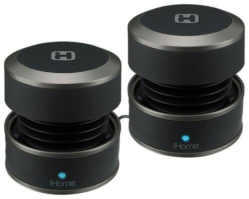 Front Standard. iHome - Bluetooth Rechargeable Mini Speaker System for Apple® iPod®, iPad® and iPhone® - Black.