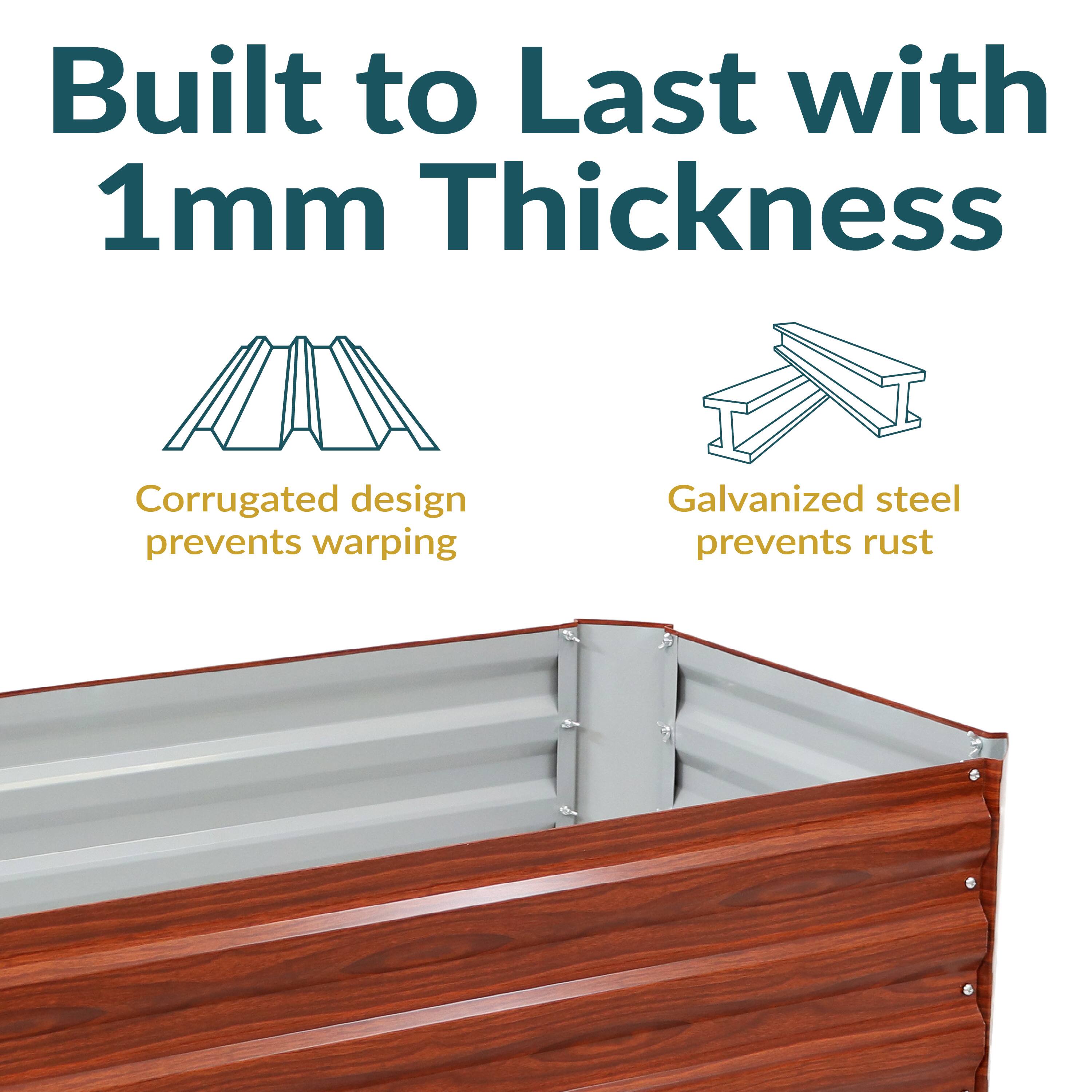 Built to Last with 1mm Thickness

- Corrugated design prevents warping
- Galvanized steel prevents rust