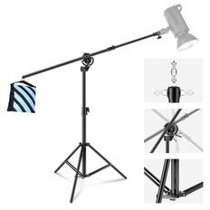 Front. Neewer - 2-in-1 Light Stand with Boom Arm, 9.7ft Aluminum Tripod, 3.8ft Arm, w/ Sandbag - Black.