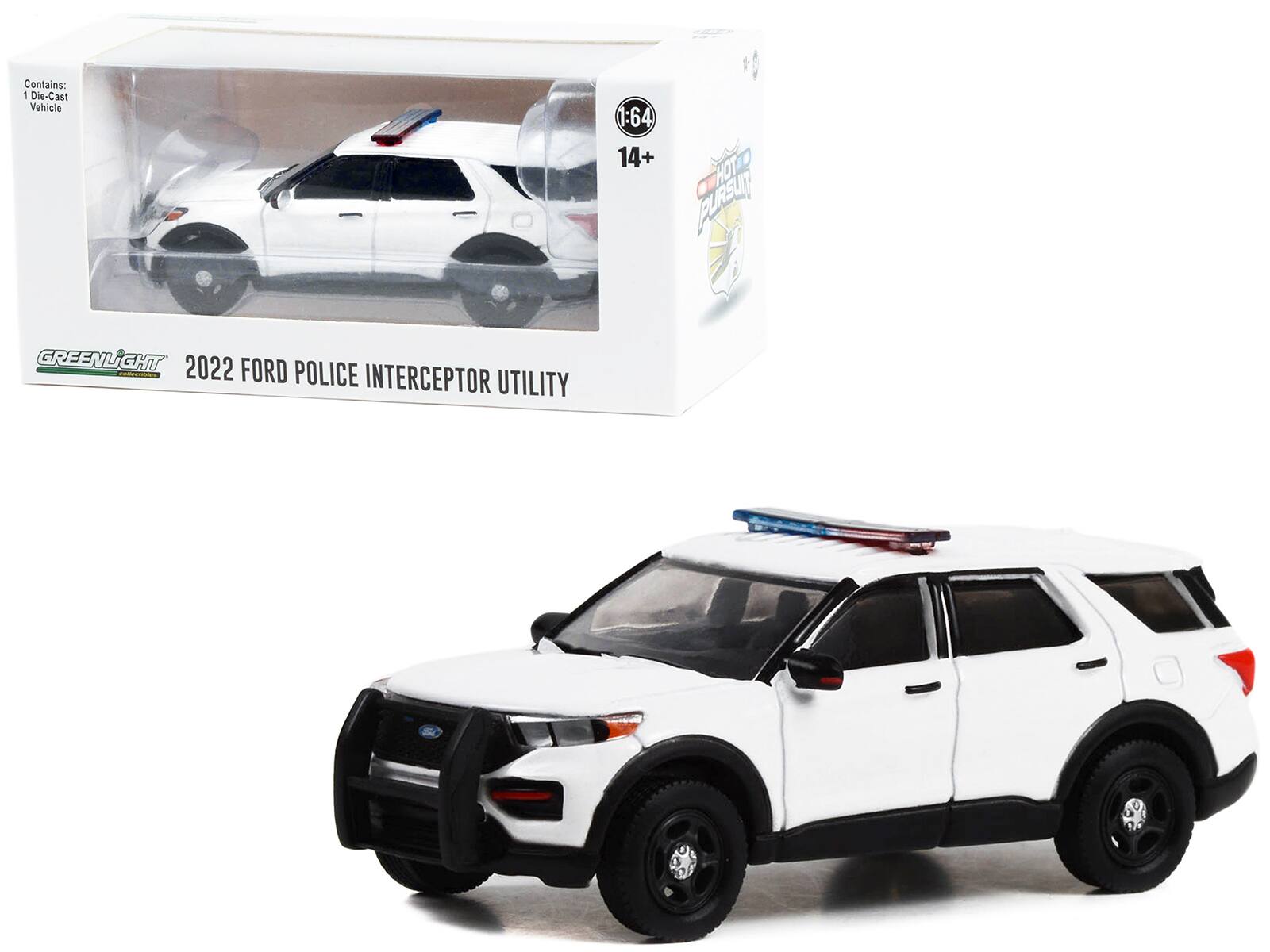 Contains: 1 Die-Cast Vehicle 1:64 14+ HOT PURSUIT | GREENLIGHT 2022 FORD POLICE INTERCEPTOR UTILITY