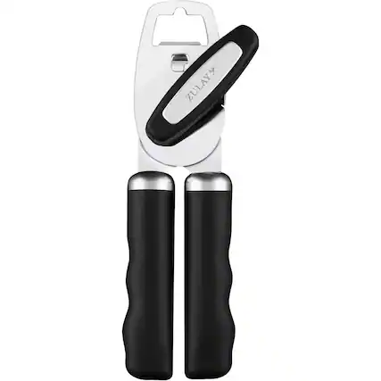 Front. Zulay Kitchen - Zulay Kitchen Heavy Duty Stainless Steel Manual Can Opener with Turn Knob & Comfy Soft Grip Handles - Black.