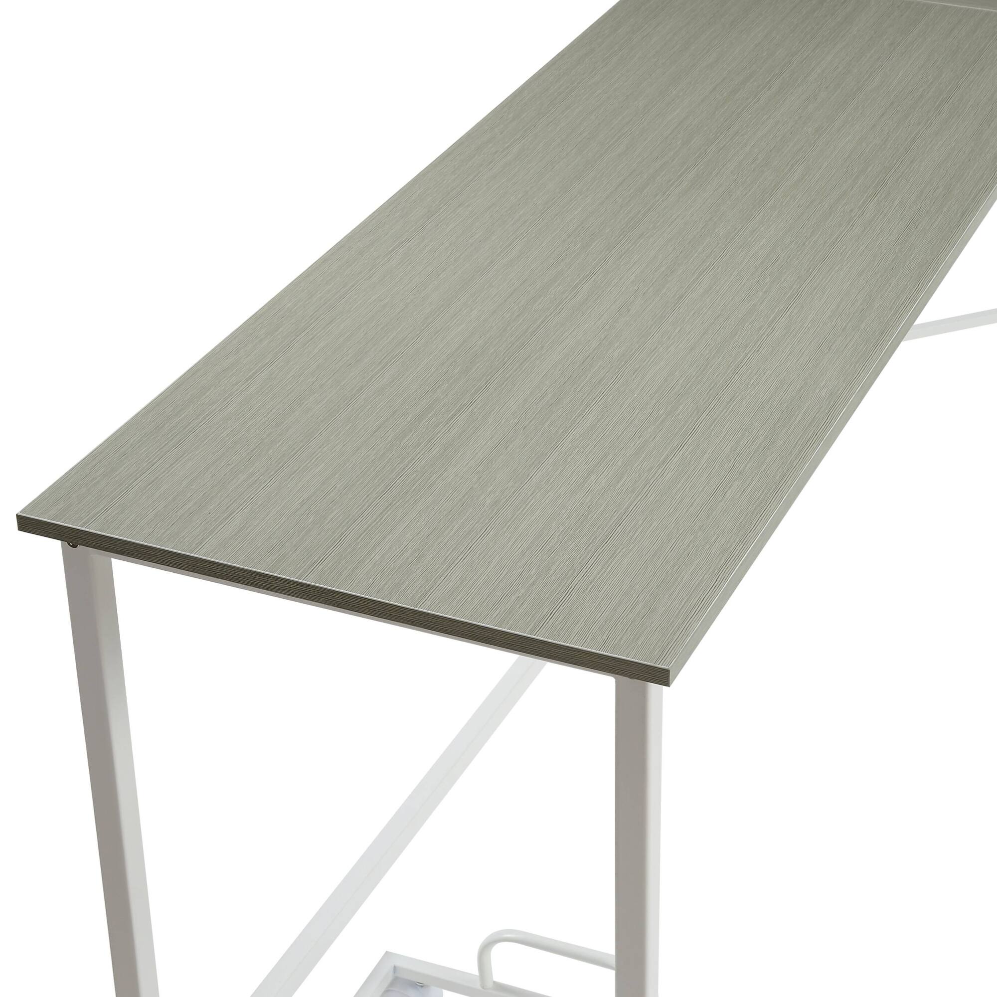 Alt View 2. GOODSILO - L-Shaped Computer Desk with Metal Frame and Mobile CPU Holder for Compact Workspaces - Gray+White.