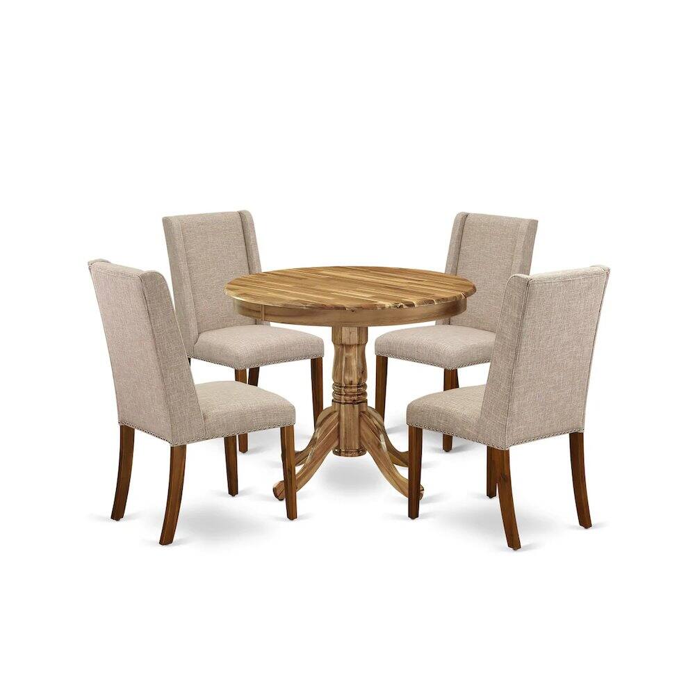 Angle. East West Furniture - Dining Room Set Natural - Brown.