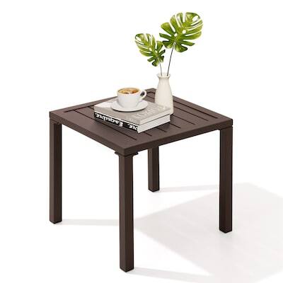 Alt View 4. Crestlive Products - Crestlive Products 16in Aluminum Patio Side Square Outdoor End Table - Brown.
