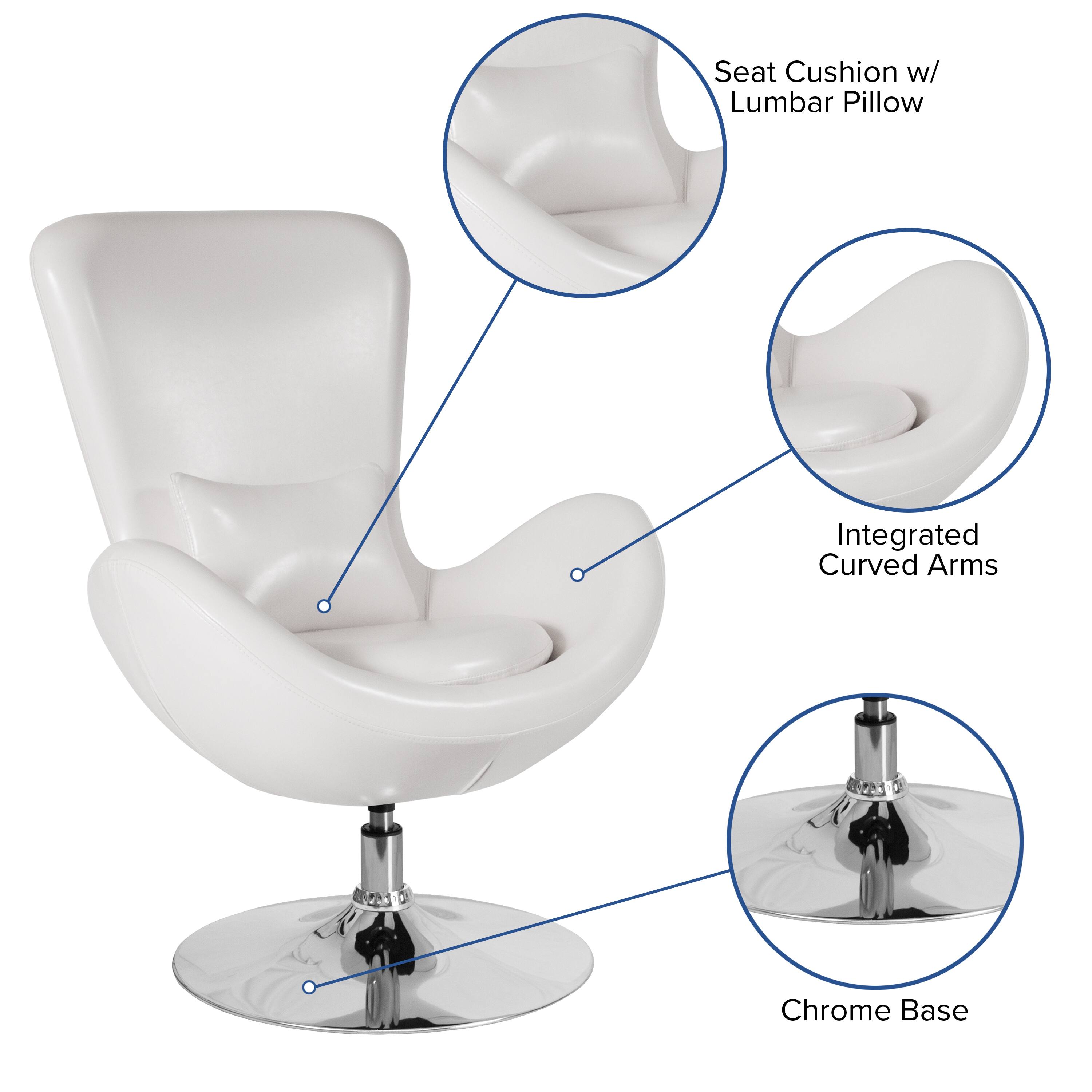 Seat Cushion w/ Lumbar Pillow  
Integrated Curved Arms  
Chrome Base