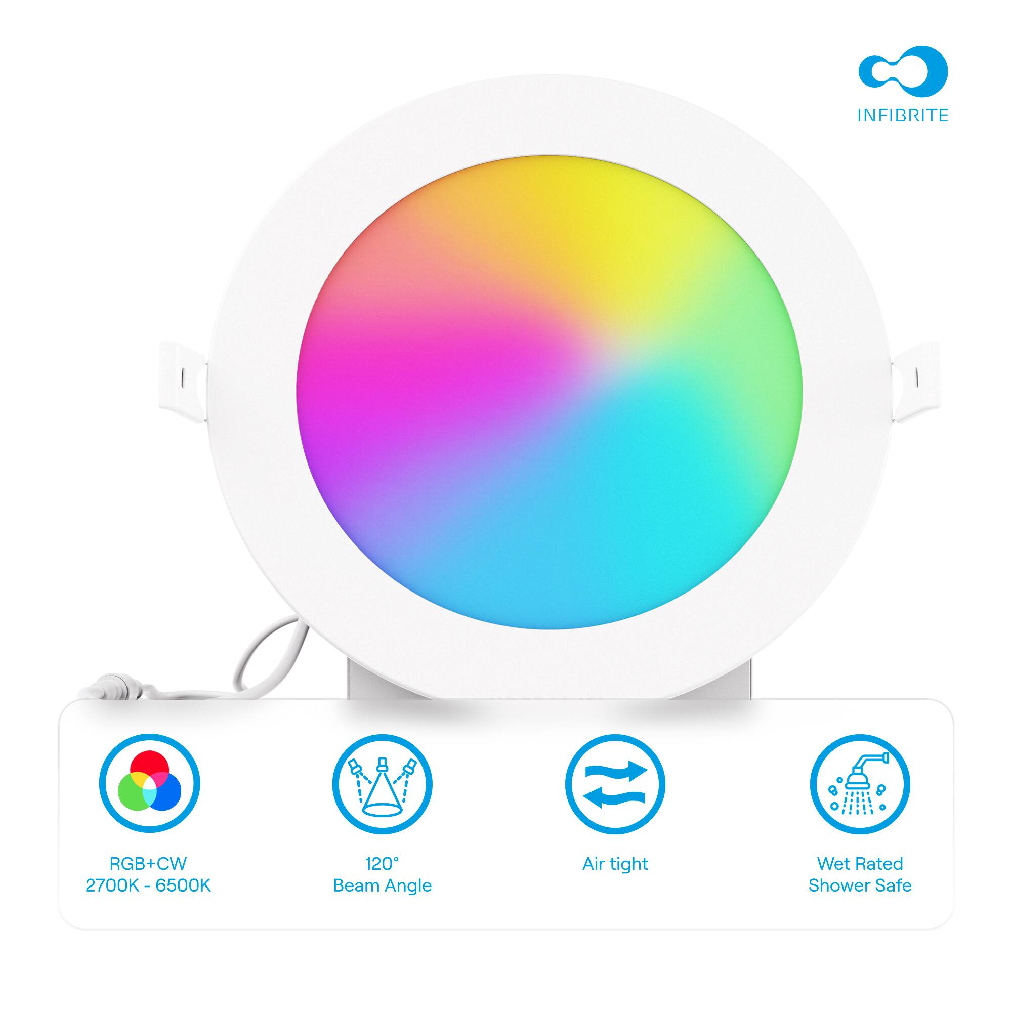 INFIBRITE RGB+CW 2700K-6500K, 120° Beam Angle, Air tight, Wet Rated Shower Safe