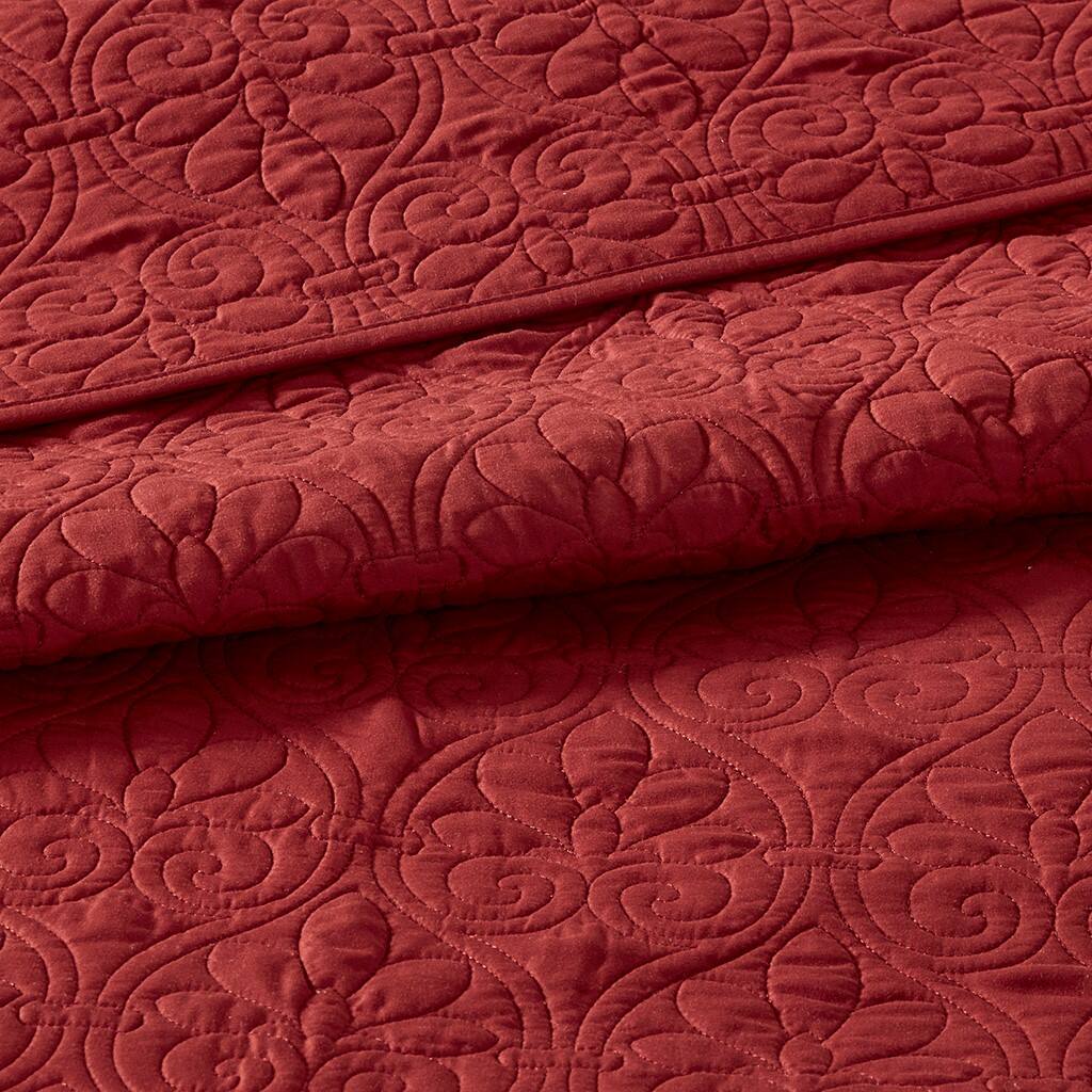 Alt View 5. Gracie Mills - Gracie Mills Sandy Reversible Bedspread Set with Classic Stitch Pattern - Red.