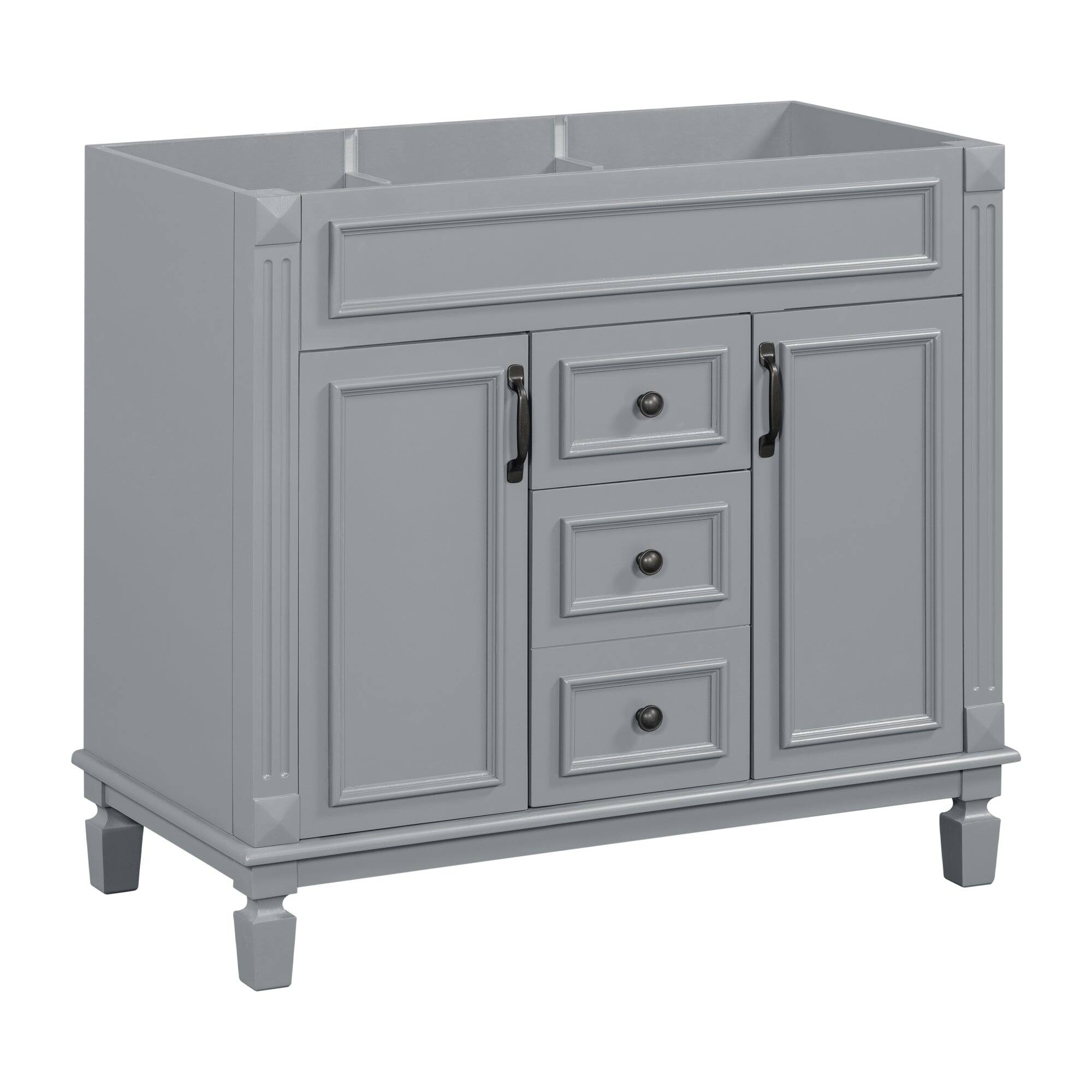Alt View 4. Boyel Living - 36 Inch Modern Bathroom Vanity Cabinet Only Soft Closing Doors Drawers Gray - Gray.