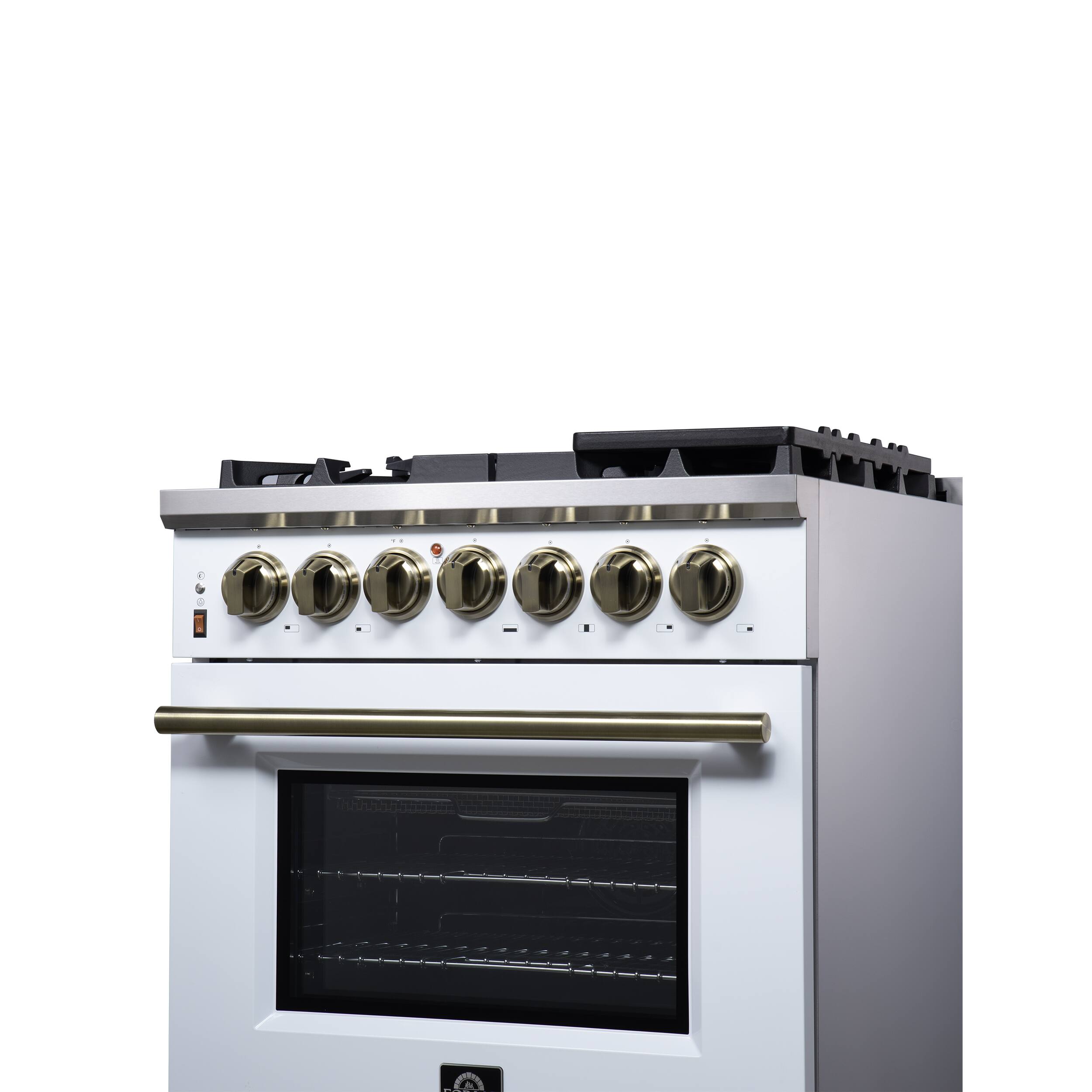 Alt View 2. Forno Appliances - Massimo 4.32 Cu. Ft. Freestanding Dual Fuel True Convection Range with Air Fryer Basket - White.