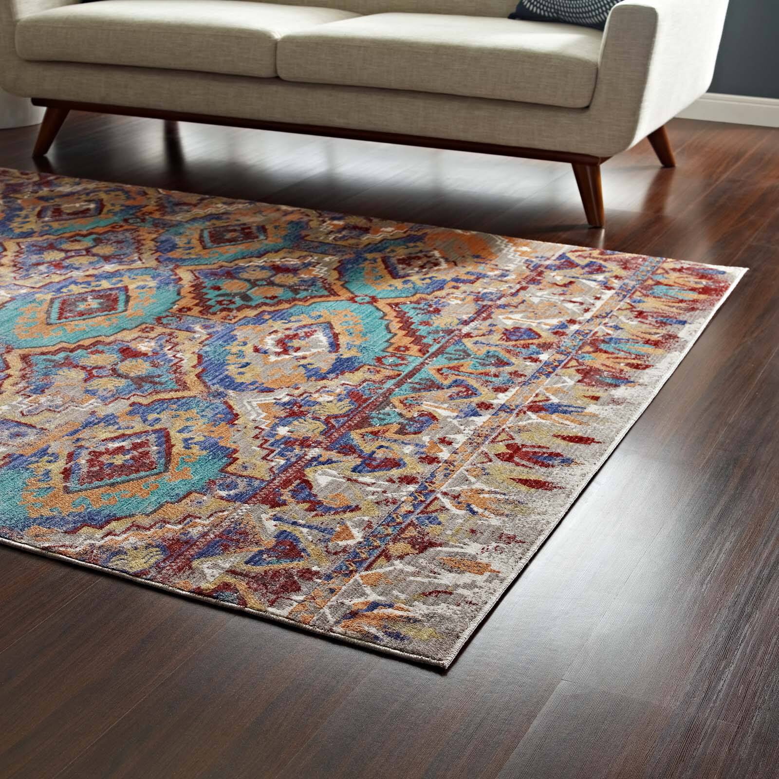 Back. Modway - Centehua Distressed Southwestern Aztec Area Rug - Multicolored.