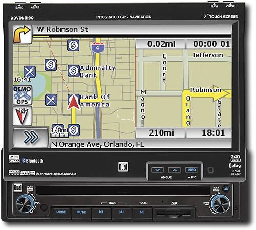 Front Standard. Dual - In-Dash Apple® iPod®-Ready CD/DVD Player/GPS Receiver - Black.
