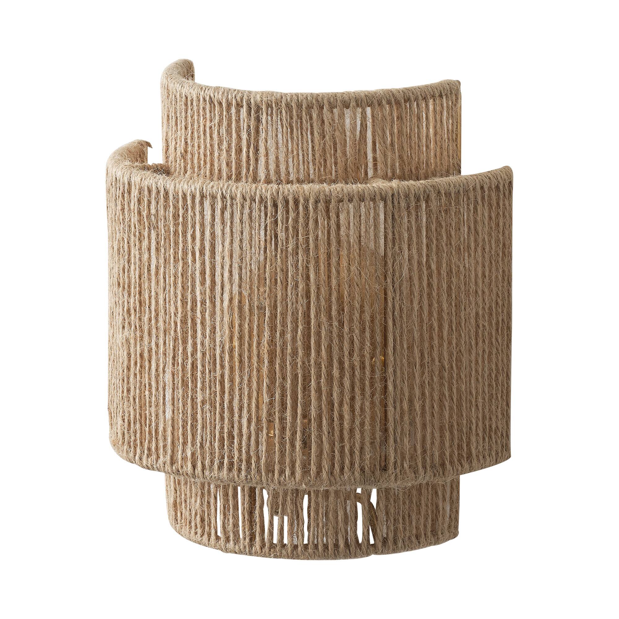 Alt View 6. Parrot Uncle - 1-Light Farmhouse Rattan Wall Sconce, Rustic Hemp Rope & Metal Cage Wall Lamp for Bedroom, Hallway, and Entryway - Brown.
