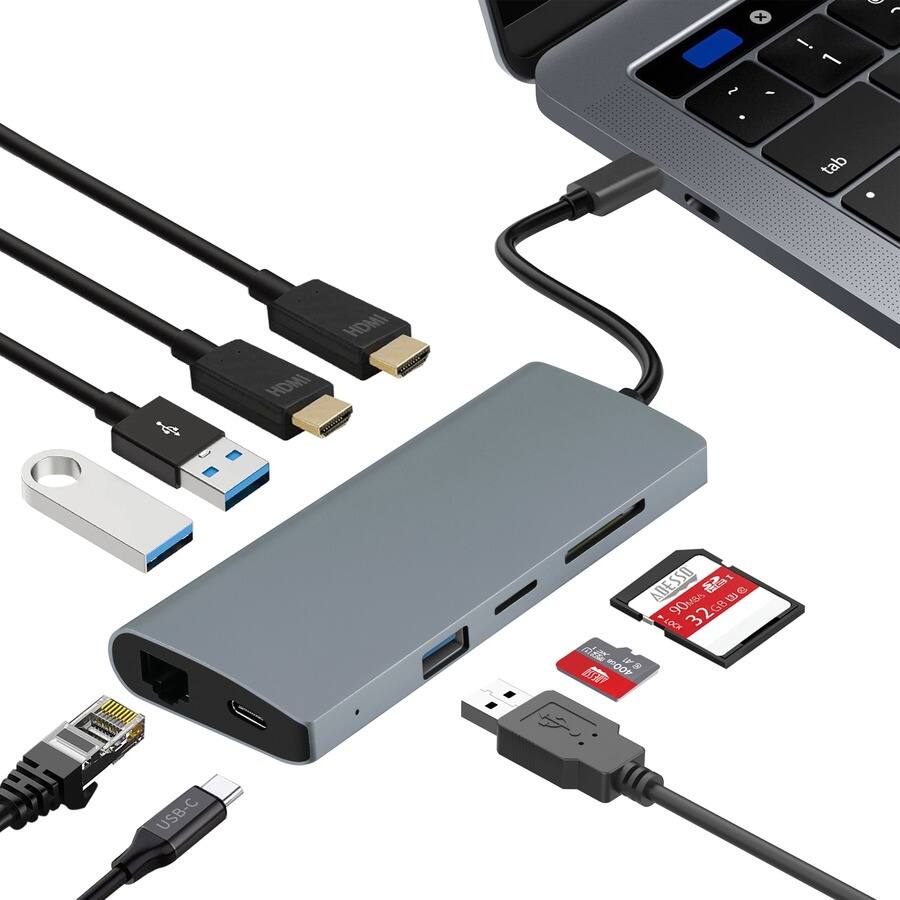 1 x USB-C to HDMI Adapter  
1 x USB-C to VGA Adapter  
1 x USB-C to USB 3.0 Adapter  
1 x USB-C to Ethernet Adapter  
1 x USB-C to USB-C Cable  
1 x 32GB SD Card  
1 x 2GB MicroSD Card