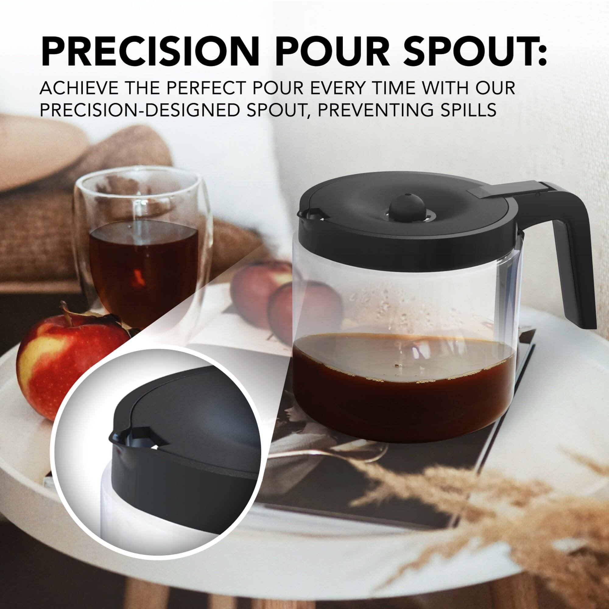 PRECISION POUR SPOUT:  
ACHIEVE THE PERFECT POUR EVERY TIME WITH OUR PRECISION-DESIGNED SPOUT, PREVENTING SPILLS