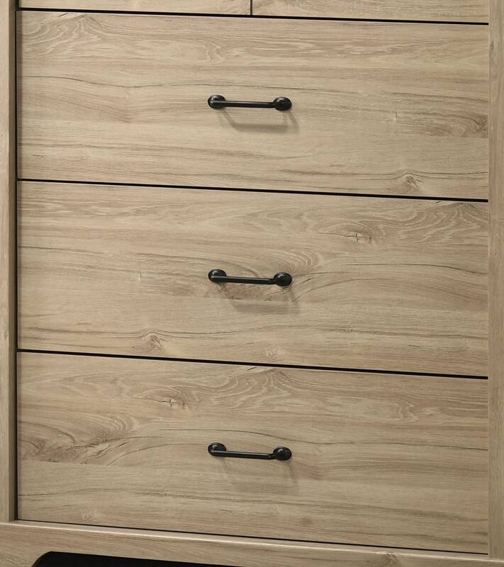 Left. Forest'nSky - Light Oak Wood 4 drawer 32 in. Wide Chest of Drawers with Black Handles for Living Room - Light Oak.